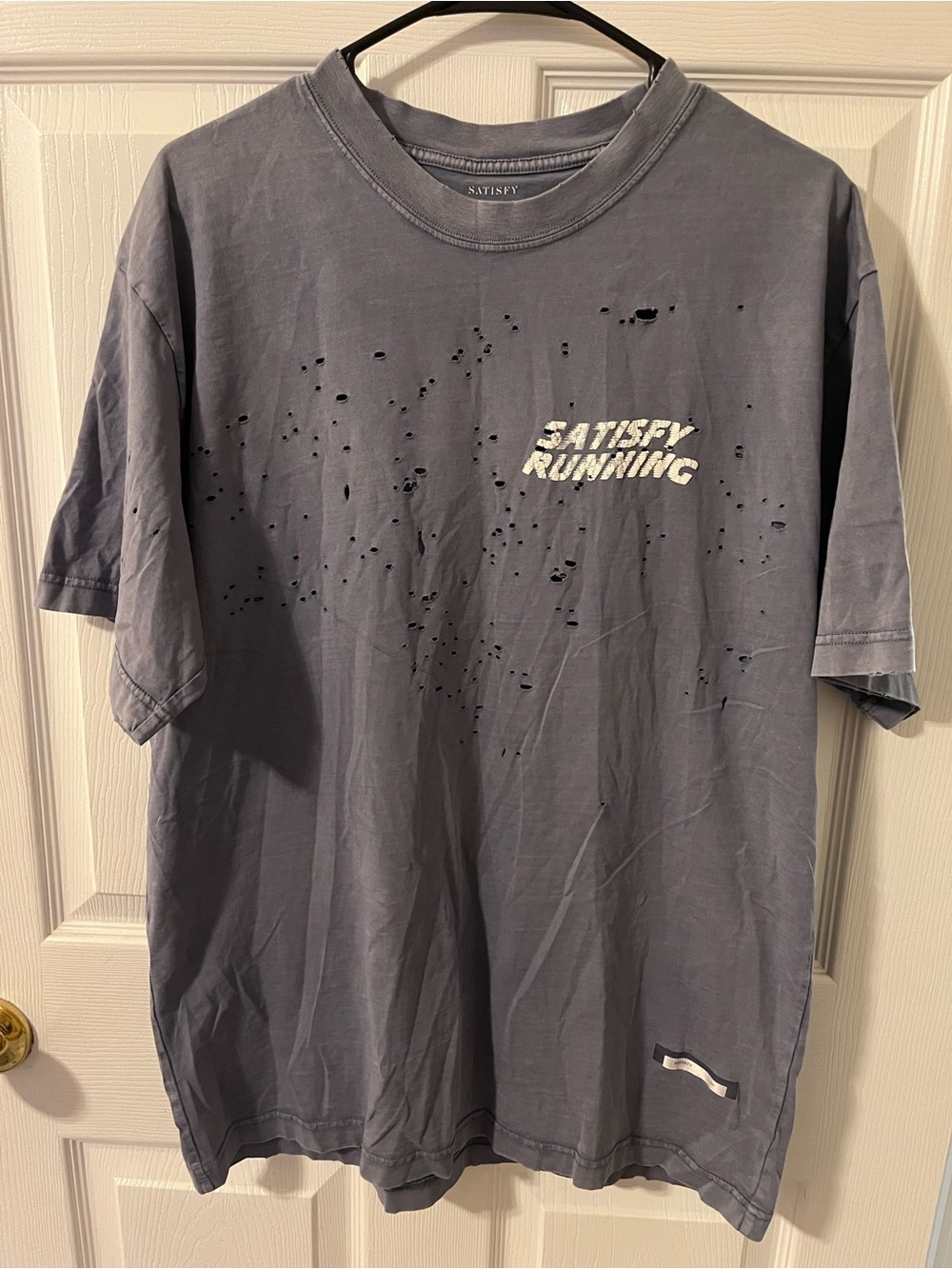 Satisfy Running Men's Distressed Short Sleeve Tee - Slate Blue